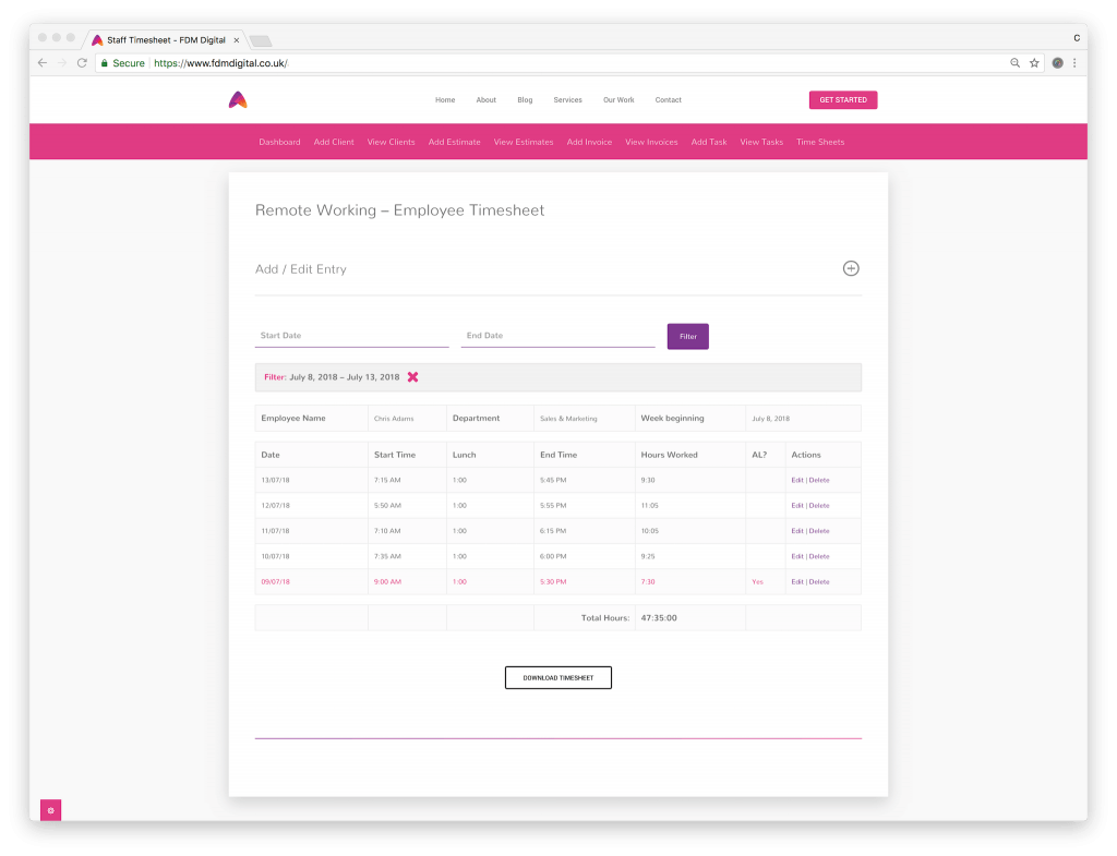Staff Timesheet: Create a timesheet using Formidable Forms - FDM Digital