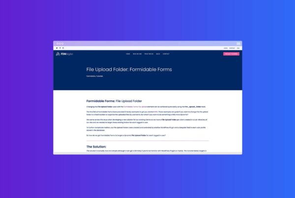 Formidable Forms File Upload Folder
