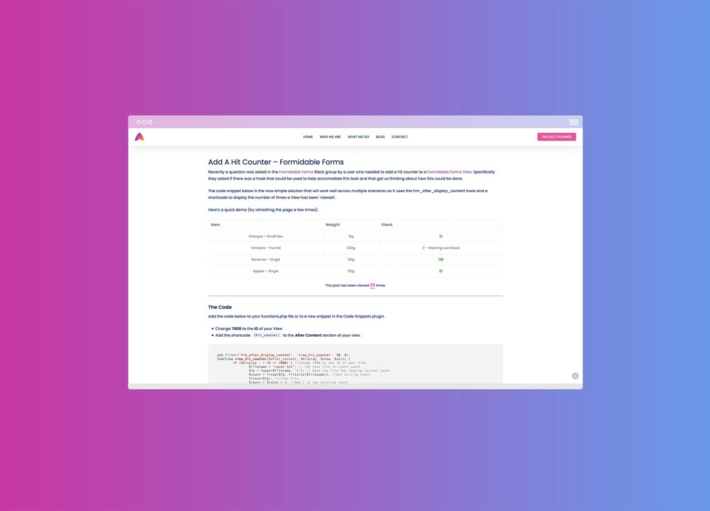 Hit Cunter - Formidable Forms
