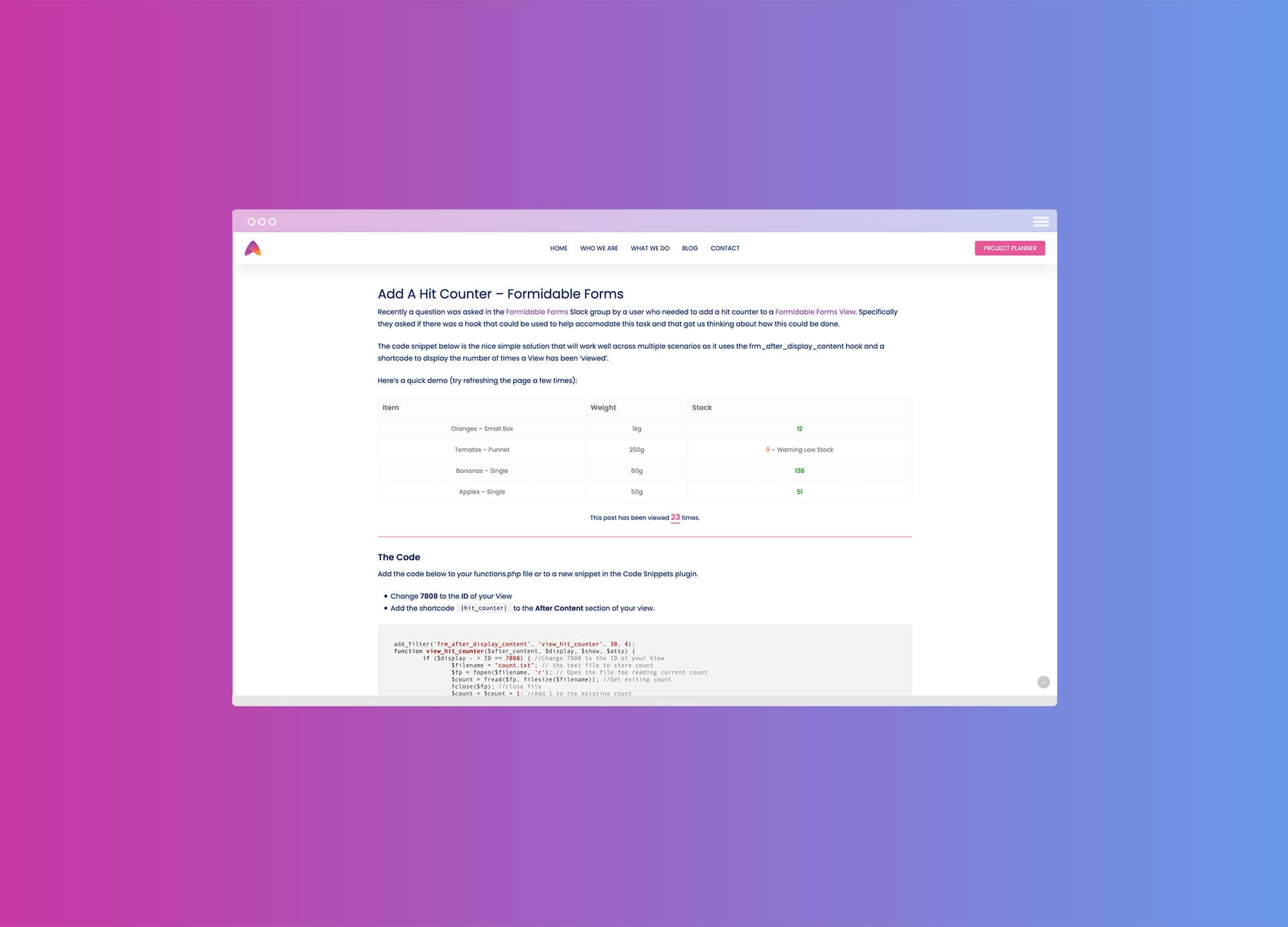 Add a Hit Counter Formidable Forms FDM Digital
